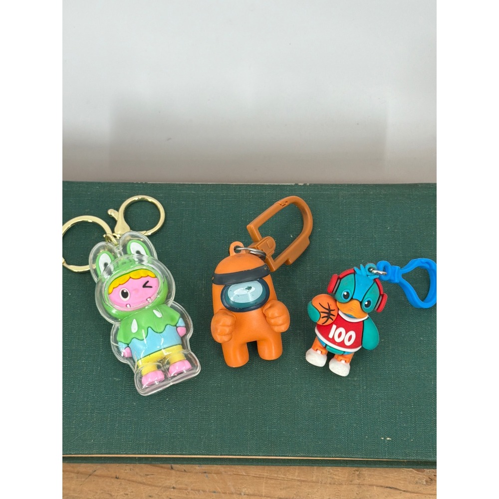 Lot of 3 Character Keychains Orb Cuties Among Us Dakota Duck Bag Charm Lot of 3‎